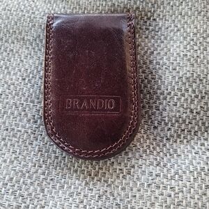 Brandio brown leather money clip